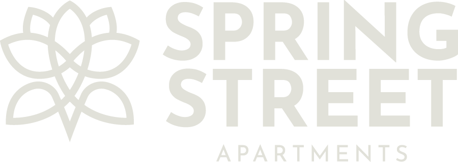 Spring Street Apartments logo with a flower.